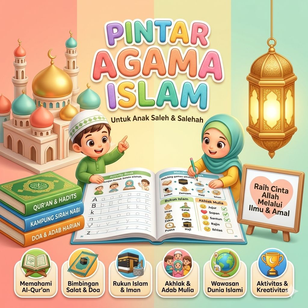 Ebook Worksheet Pintar Agama Islam Anak PDF | Belajar Islam Anak | Printable TK PAUD SD | Rukun Isla
