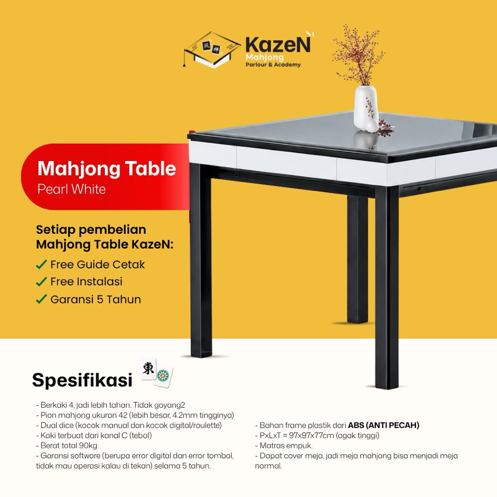 Mahjong Table Pearl White / Meja Mahjong
