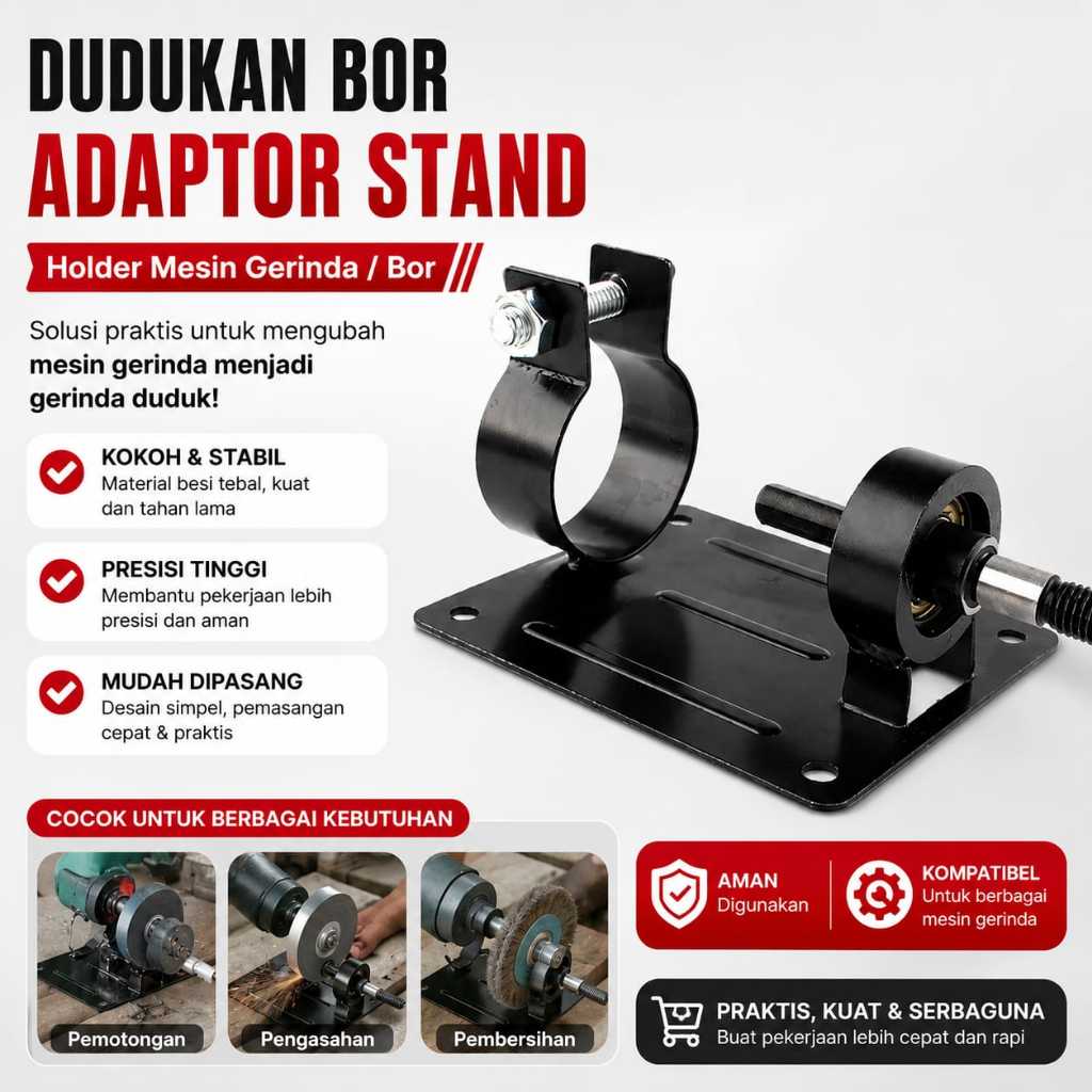 Dudukan Bor Adaptor Stand Holder Mesin Gerinda Multifungsi Penyangga Gerinda Duduk