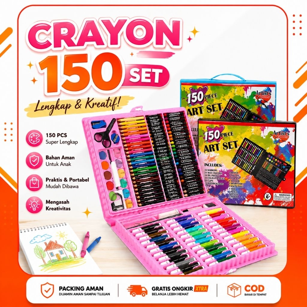 crayon set lengkap krayon set melukis set crayon set anak 208 set / crayon set alat menggambar meluk