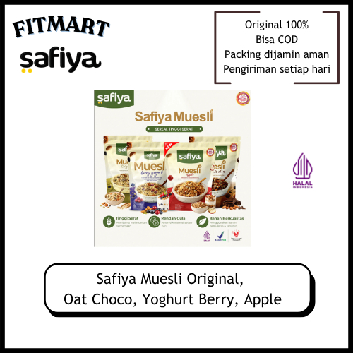 Safiya Muesli / Oatmeal 500gr dan 1 Kg dengan Dried Fruit Sereal Lengkap Low Calorie - Fitmart