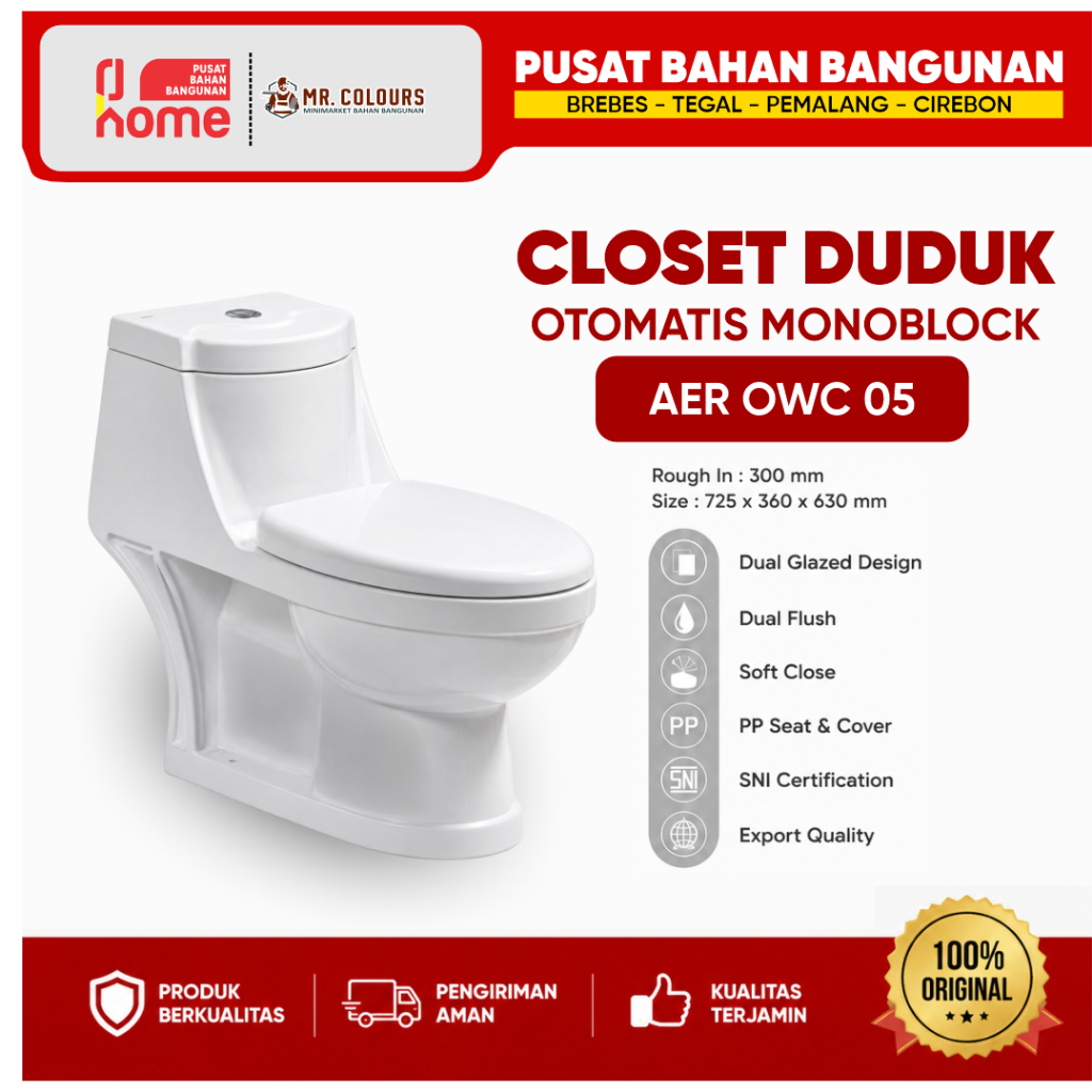 AER OWC 05 CLOSET DUDUK OTOMATIS MONOBLOK WC DUDUK OTOMATIS WHITE