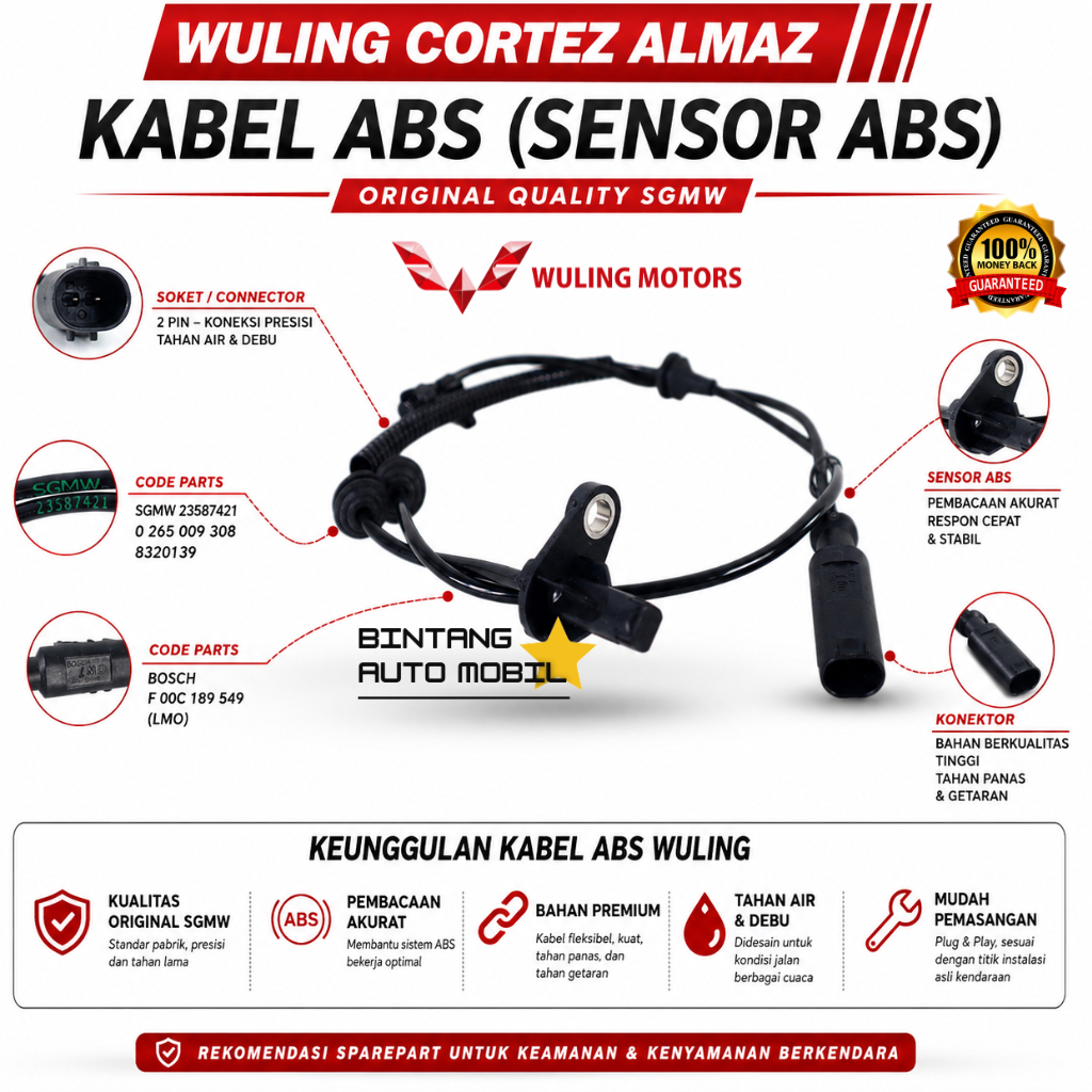 Sensor Wheel Speed ABS Wuling untuk Wuling Almaz dan Wuling Cortez
