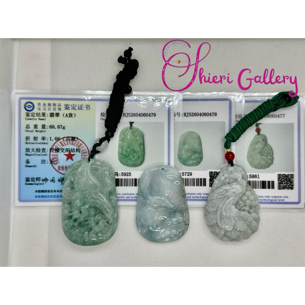 Liontin Giok Elang / Liontin Giok Rusa / Liontin Giok Phoenix & Koin Ruyi / Giok Burma Asli / Lionti