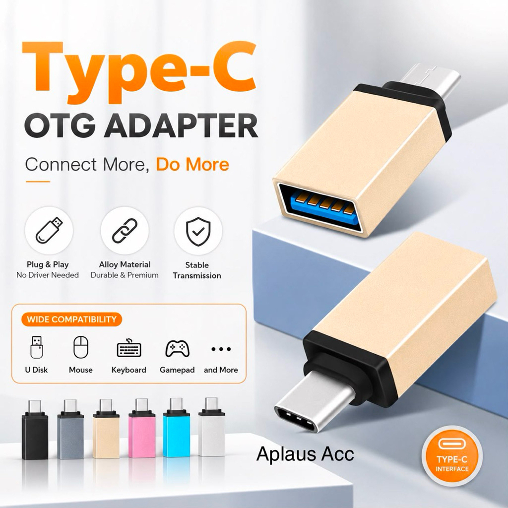 OTG Mini USB Type C Besi TipeC Converter Connector To Usb Port / Data Transfer For Handphone