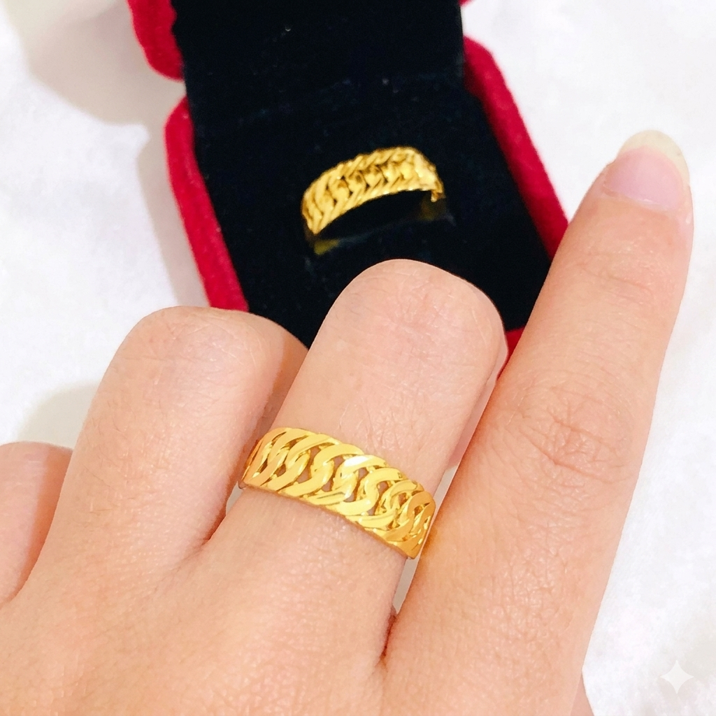 Cincin Rantai Lapis Emas Muda Perhiasan Wanita Dewasa