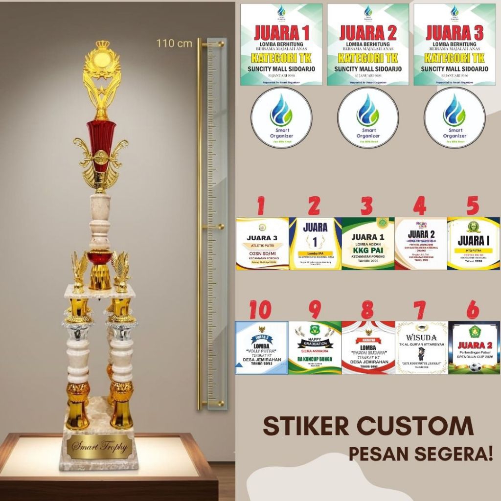 Sticker logo piala custom terbaik termurah - tulisan piala tulisan piala sticker trophy
