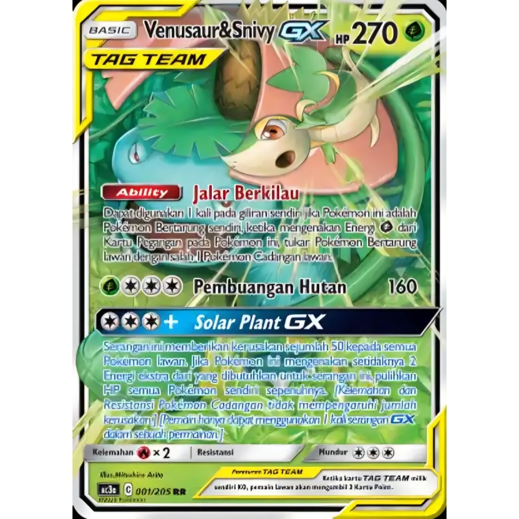 Tcg Pokemon Tag Team Venusaur & Snivy GX AC3a 2020 ID