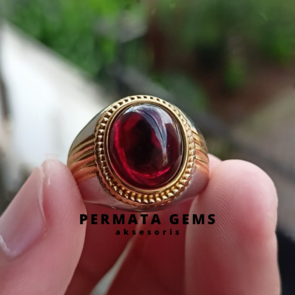 Cincin Batu Kecubung Wulung Tembus Merah Keren