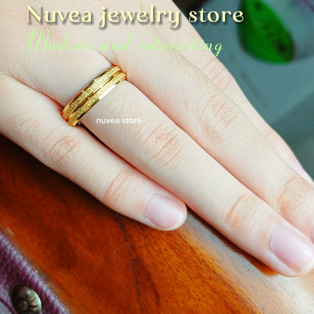 Cincin Titanium wanita pria stainless steel emas perihasan aksesoris gold cicin tunangan stainless s