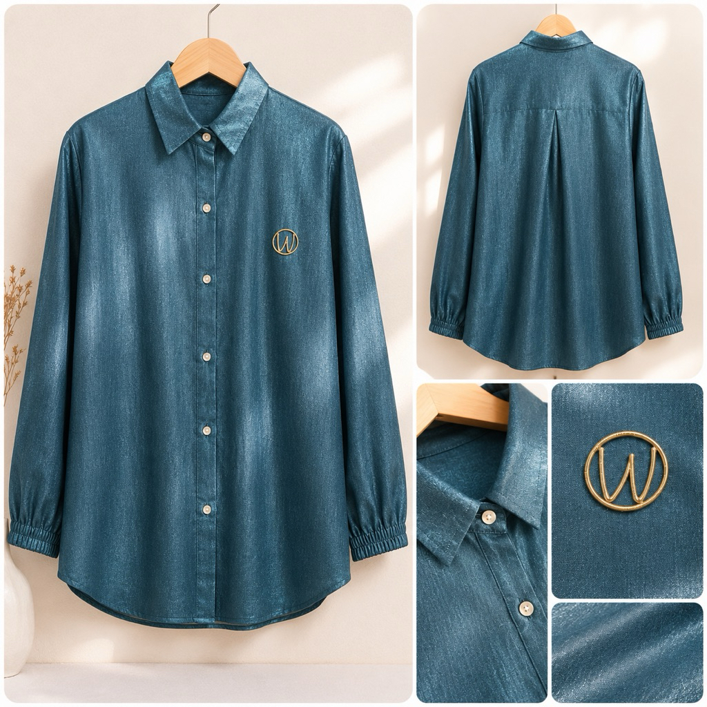 Kemeja Wanita Winody - Winody Atasan Kemeja Wanita Katun Linen Kilat Premium
