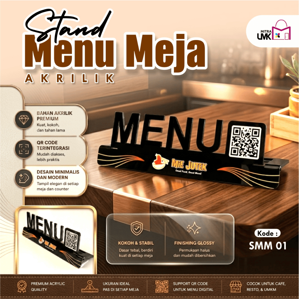 Stand Menu Meja Papan Menu Aesthetic Akrilik Custom Unik