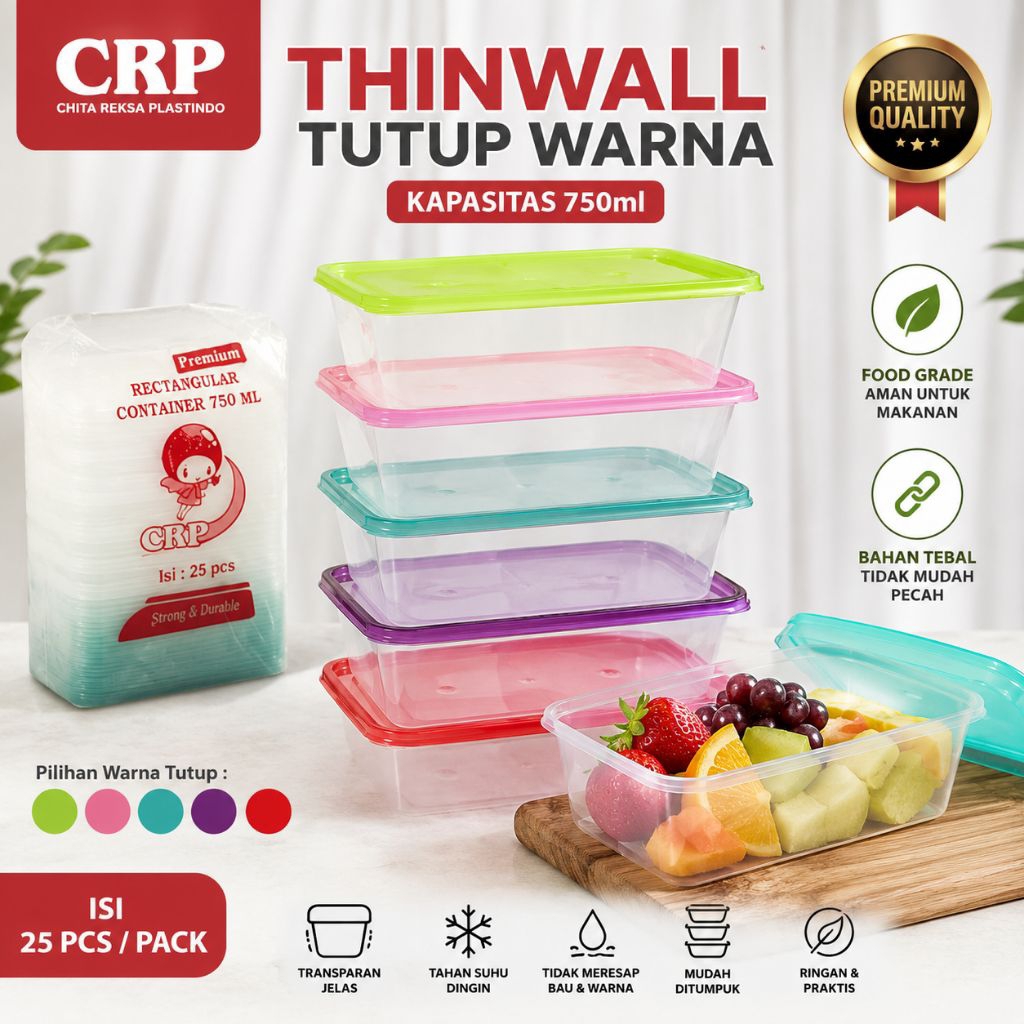 Thinwall CRP Tutup Warna 750ml #Thinwall #Thinwallpremium #Tutupwarna #Thinwallwarna #Thinwallbagus 