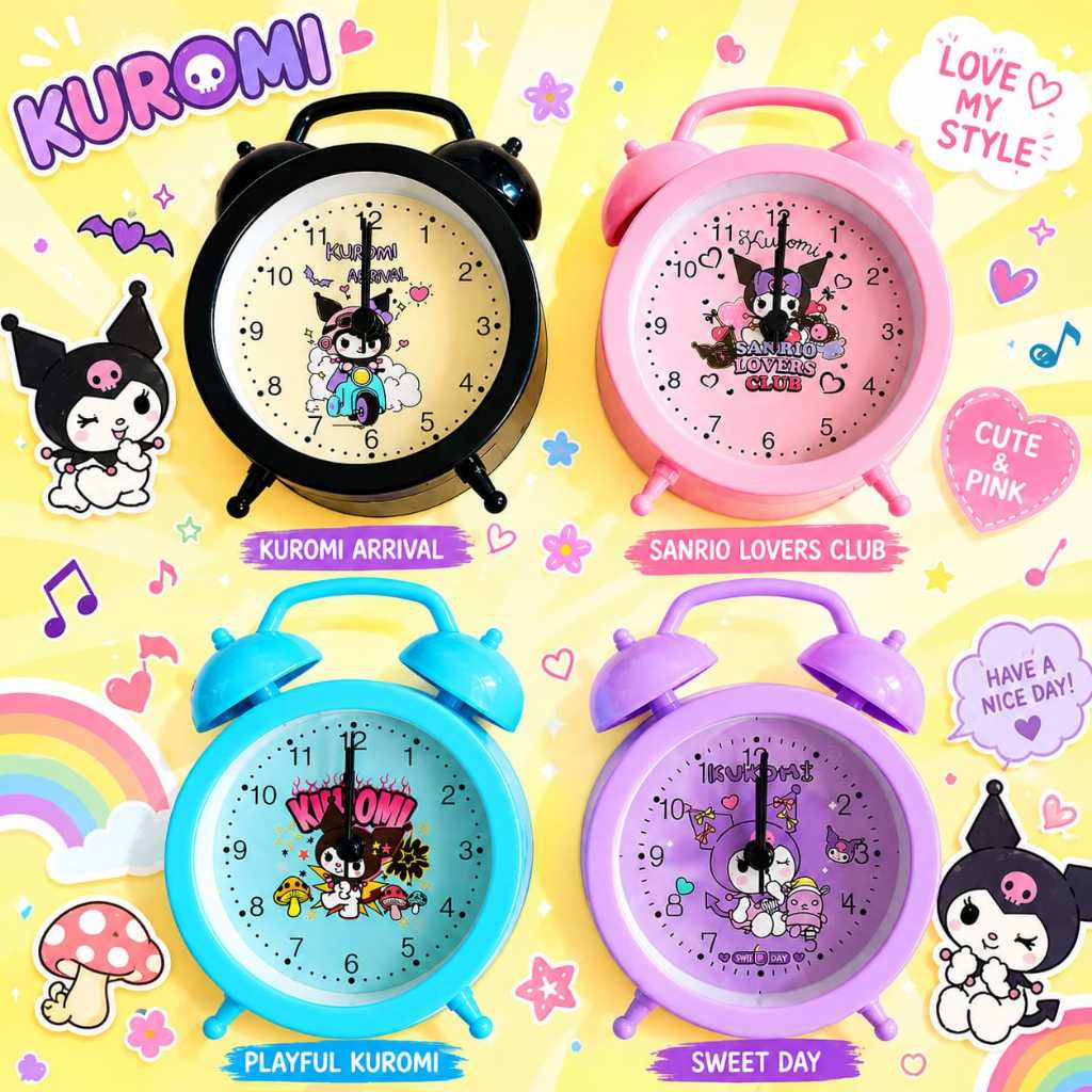 Jam Alarm Anak Karakter Sanrio Jam Meja Kuromi Beker Alarm Clock