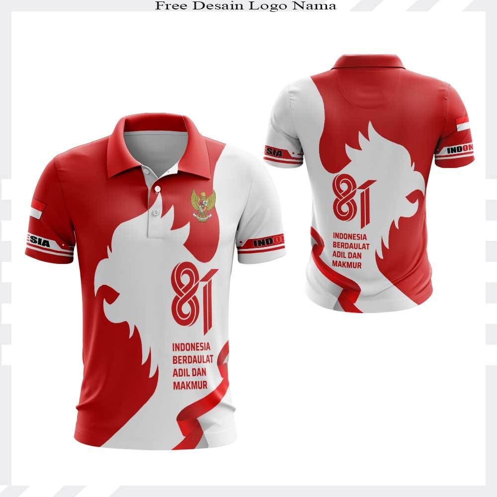 Baju 17 Agustus Hut Ri Ke 81 2026 Kaos Polo / Kaos Jersey 17 Agustusan Fullprint Terbaru