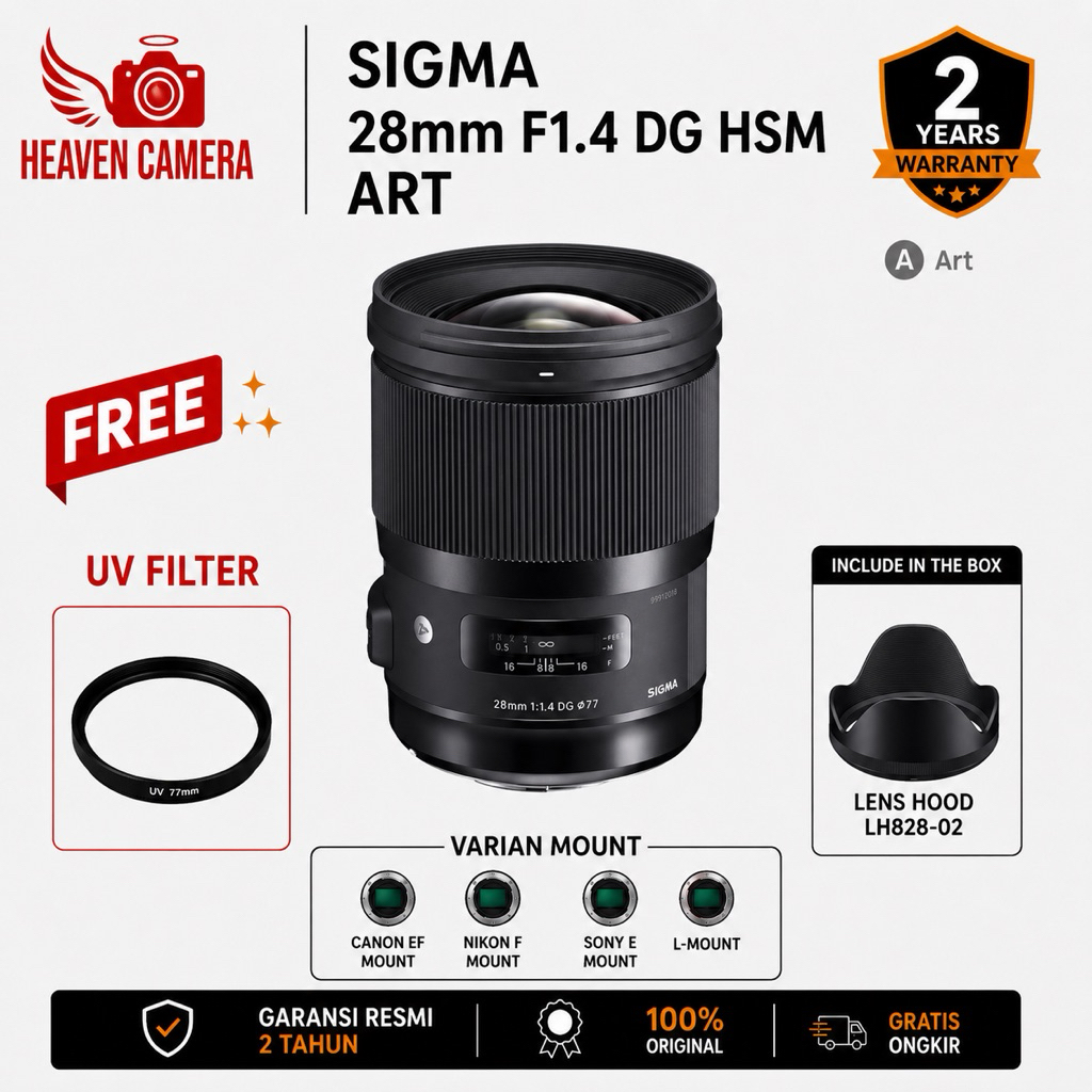 Sigma 28mm F1.4 DG HSM Art Lens / Lensa Sigma 28mm F1.4