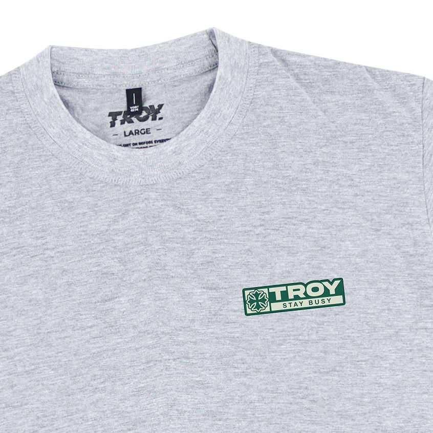 Troy Company T-shirt Grey Misty Green Cross - Kaos Pria Lengan Pendek Abu Misty MTD 3659
