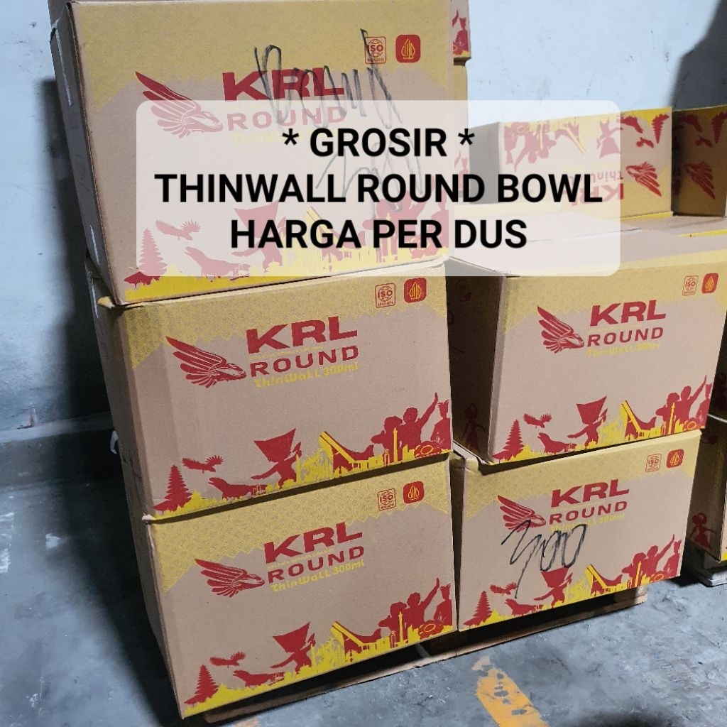 GROSIR (1 DUS) ROUND BOWL THINWALL MANGKOK BULAT 200 ML SD 750 ML PLUS TUTUP