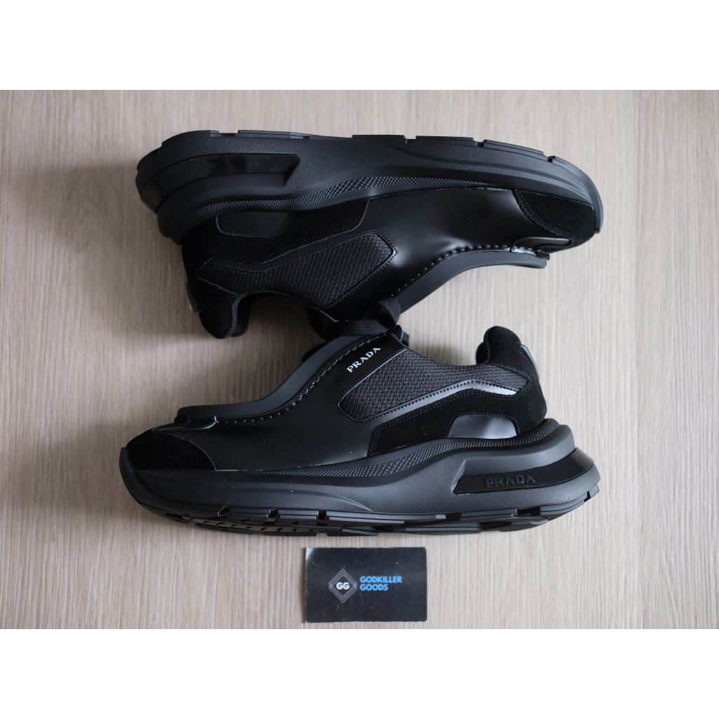 Systeme Brushed Leather Sneaker Bike Fabric Black
