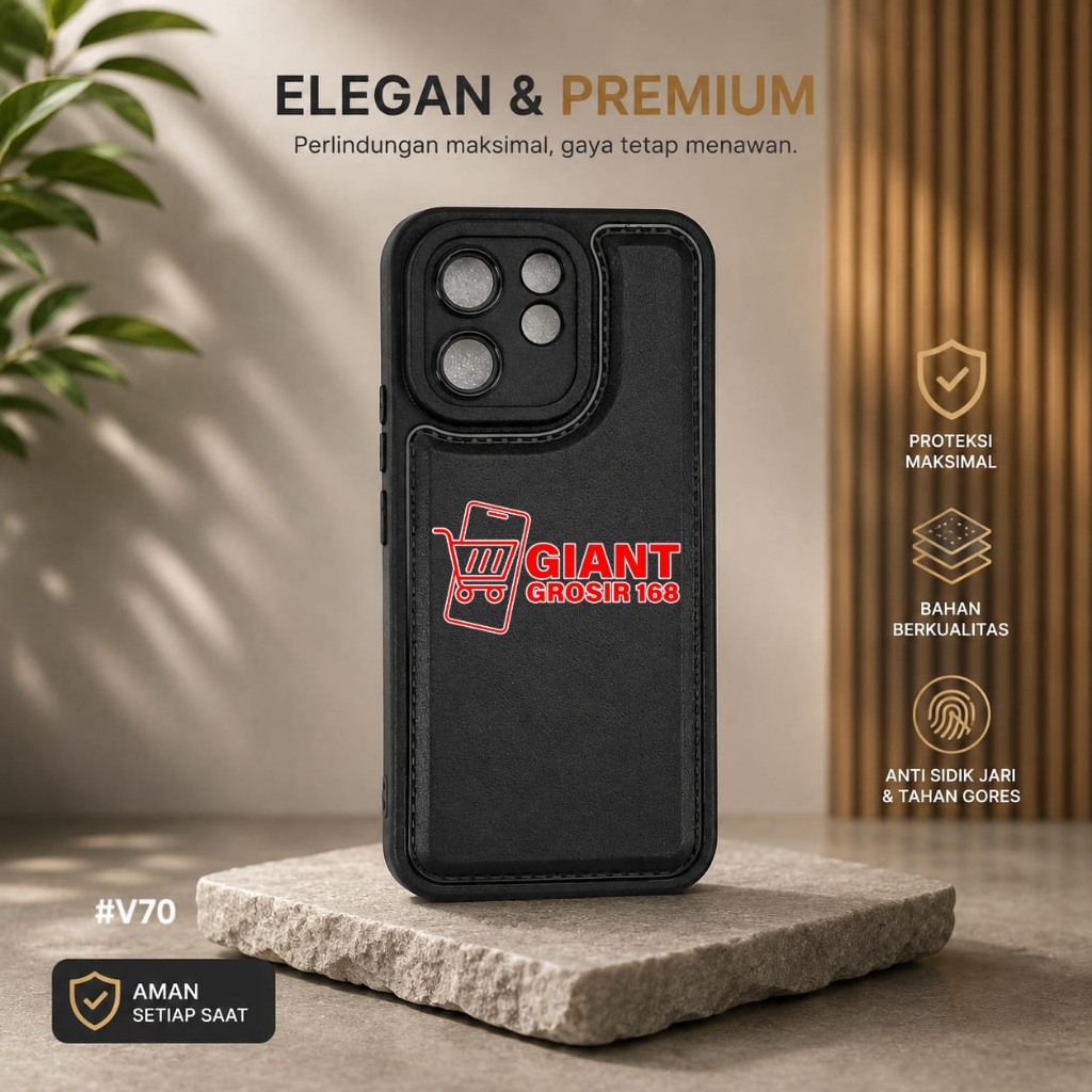 CASE VIVO V70 VIVO V70 FE CASE LEATHER PRO CAMERA BLACK SOFTCASE VIVO V70 VIVO V70 FE