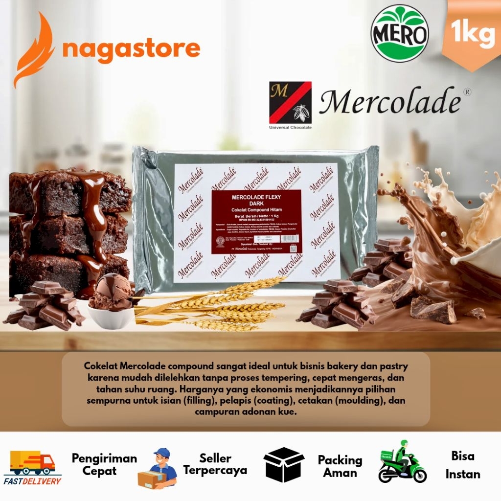 Coklat Batang Mercolade 1kg - Mercolade Flexy Cokelat Compound 1kg / Coklat Compound Mercolade Flexy