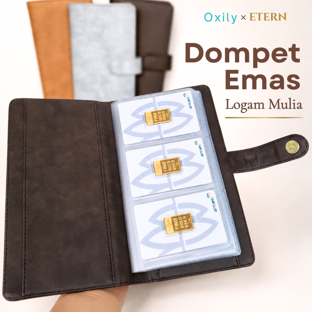 ETERN Dompet Emas Antam Logam Mulia Perhiasan Surat Mini Tempat LM Wanita Kotak Box Penyimpanan