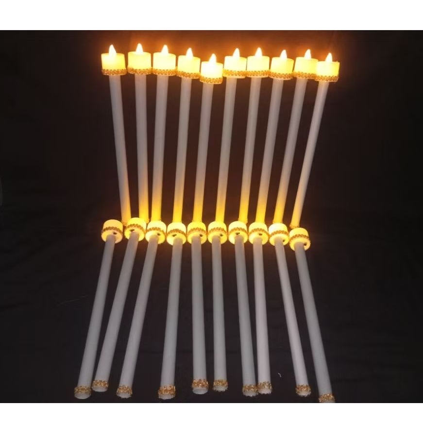 Lampu Lilin Elektrik Putih Emas, Desain Menyerupai Lilin Nyala, Dekoratif kerajinan tangan