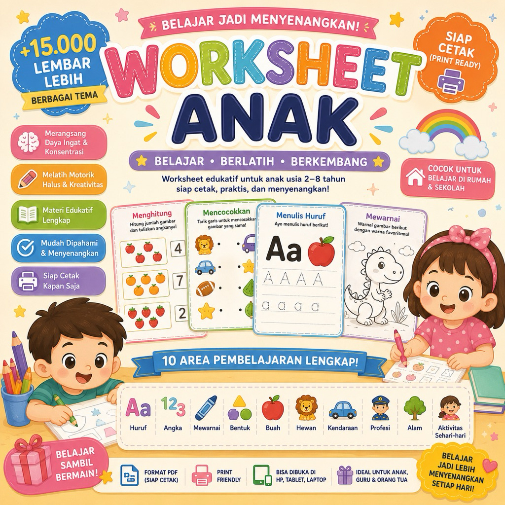 PRINTABLE WORKSHEET ANAK 9 series