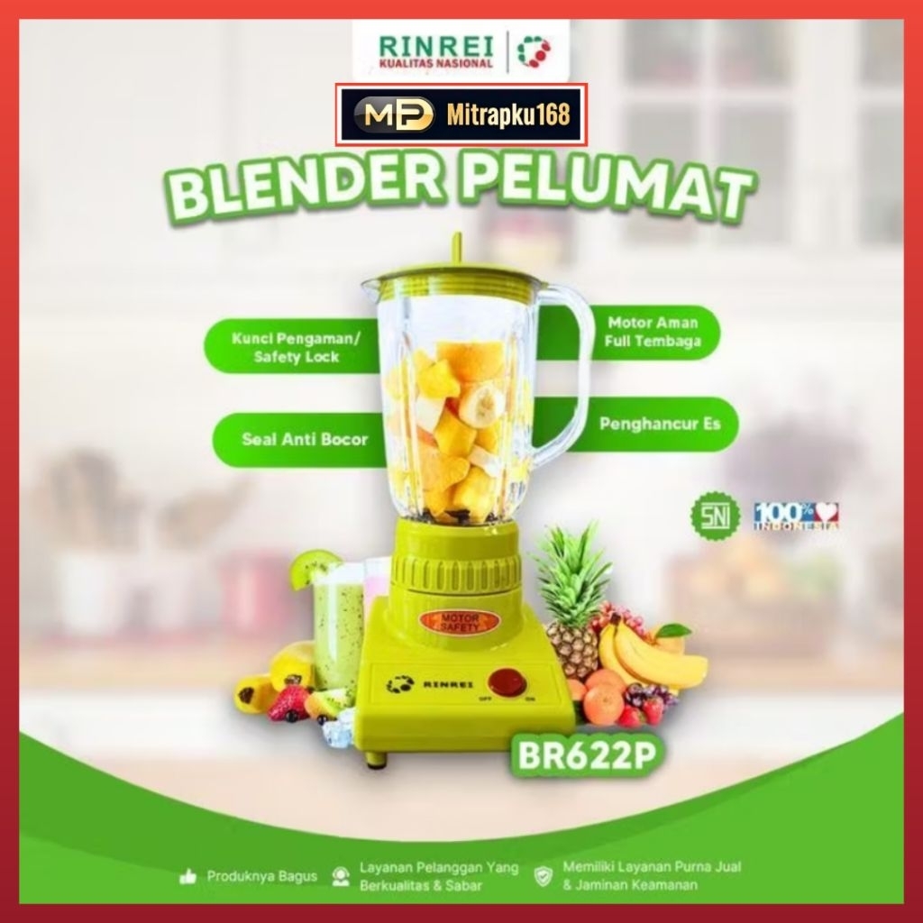 Blender Rinrei BR-622 2 in 1 / Blender Tabung Plastik BR622