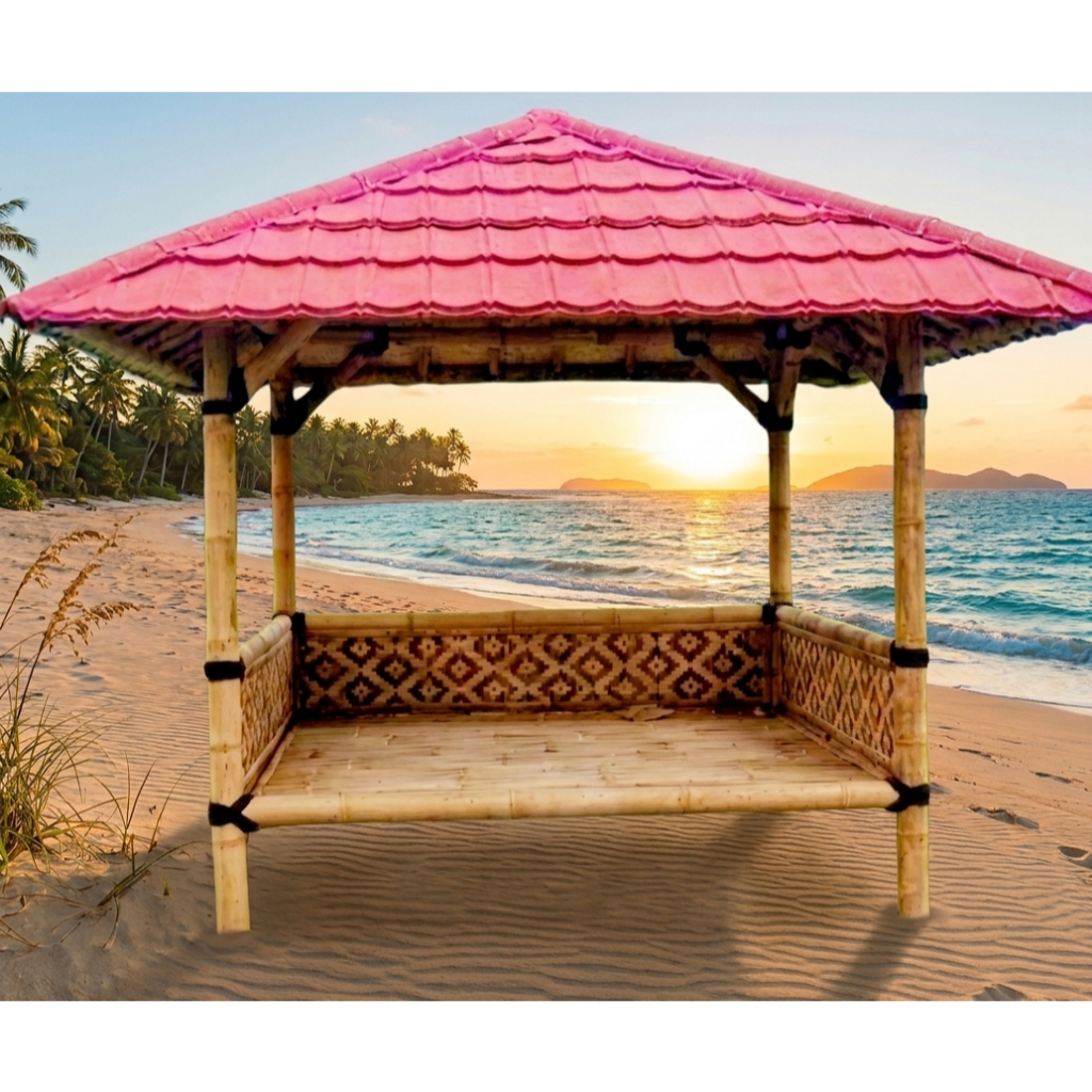 gazebo bambu minimalis ukuran 3mx5m harga permeter