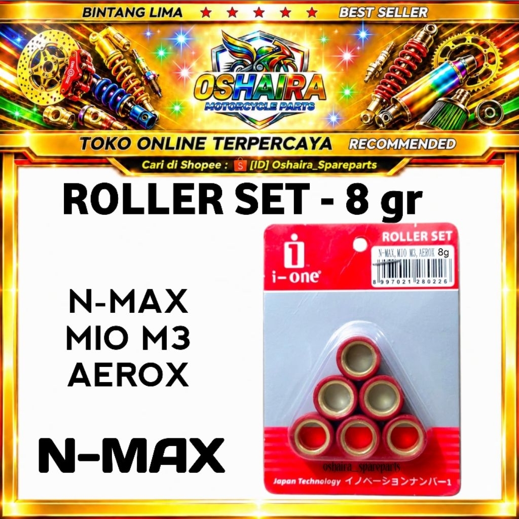 ROLLER i-one (6 Pcs) 8gr / ROLLER SET NMAX / MIO M3 , AEROX ,  ROLLER NMAX ROLLER MIO M3 ROLLER AERO