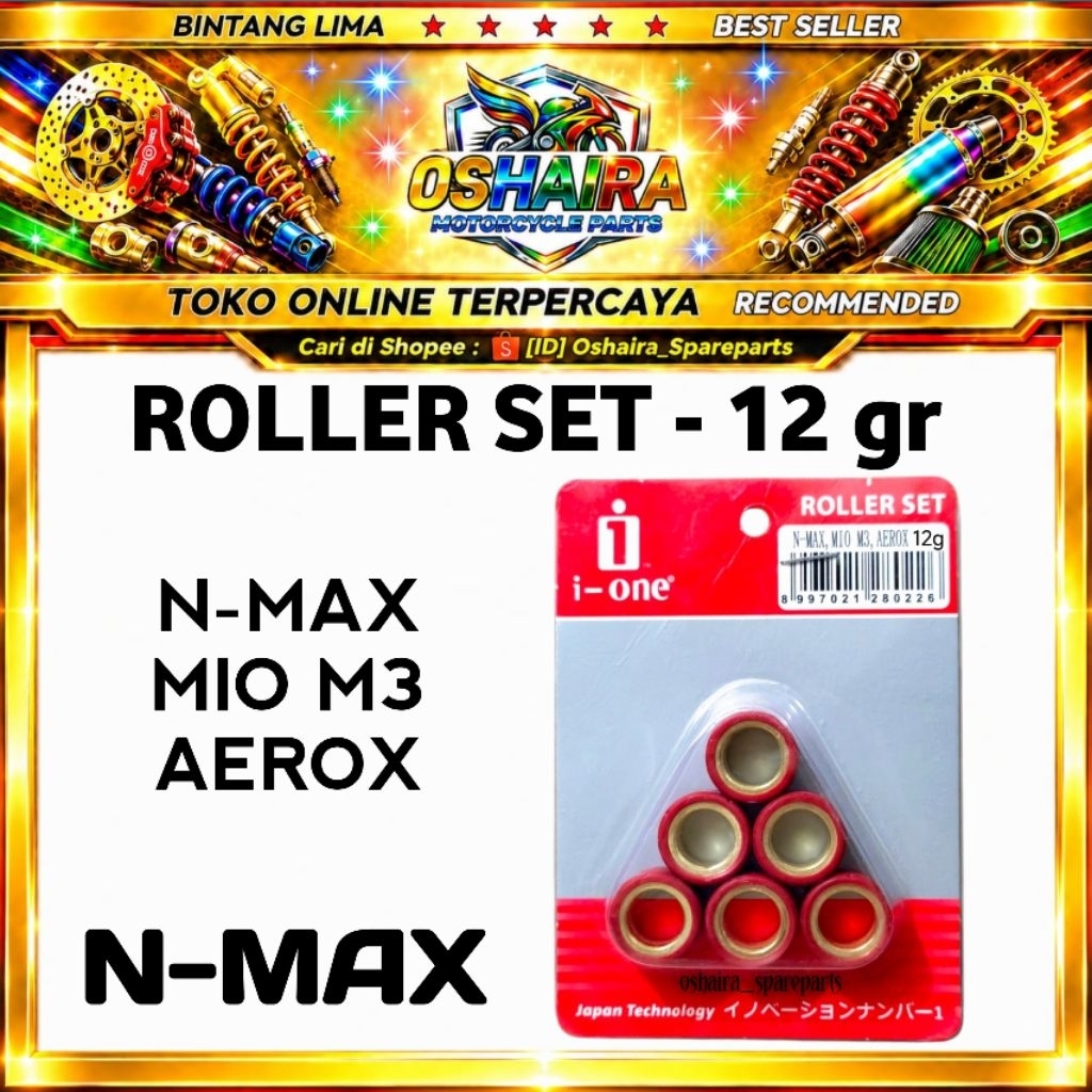 ROLLER i-one (6 Pcs) 12gr / ROLLER SET NMAX / MIO M3 , AEROX ,  ROLLER NMAX ROLLER MIO M3 ROLLER AER
