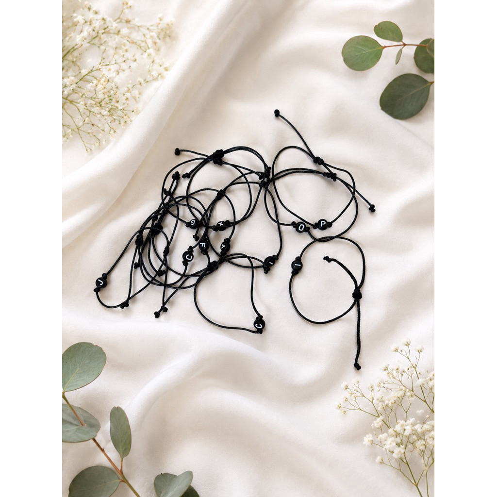 GELANG TALI SERUT INISIAL HURUF A-Z | GELANG INISIAL WATERPROOF