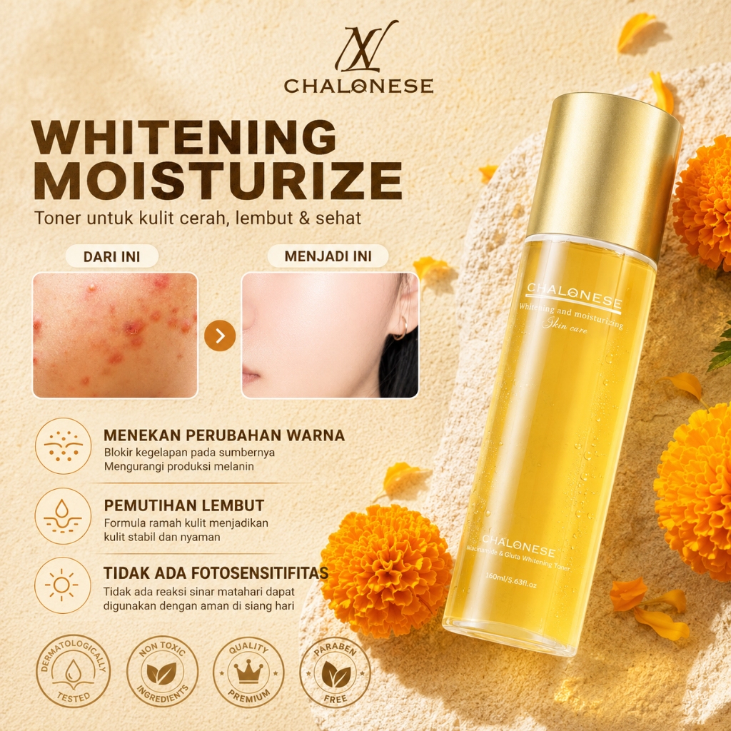 COD CHALONESE Whitening Toner Wajah 160ml | Toner Mencerahkan Wajah, Hydrating Toner Niacinamide Glu