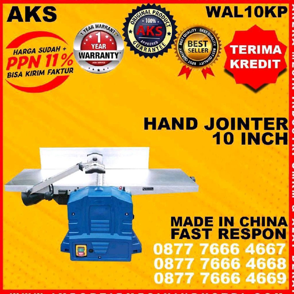 Mesin Machine Serut Duduk Hand Jointer Planner Ketam Penyiku Siku Kayu Multifungsi Woodworking AKS-W