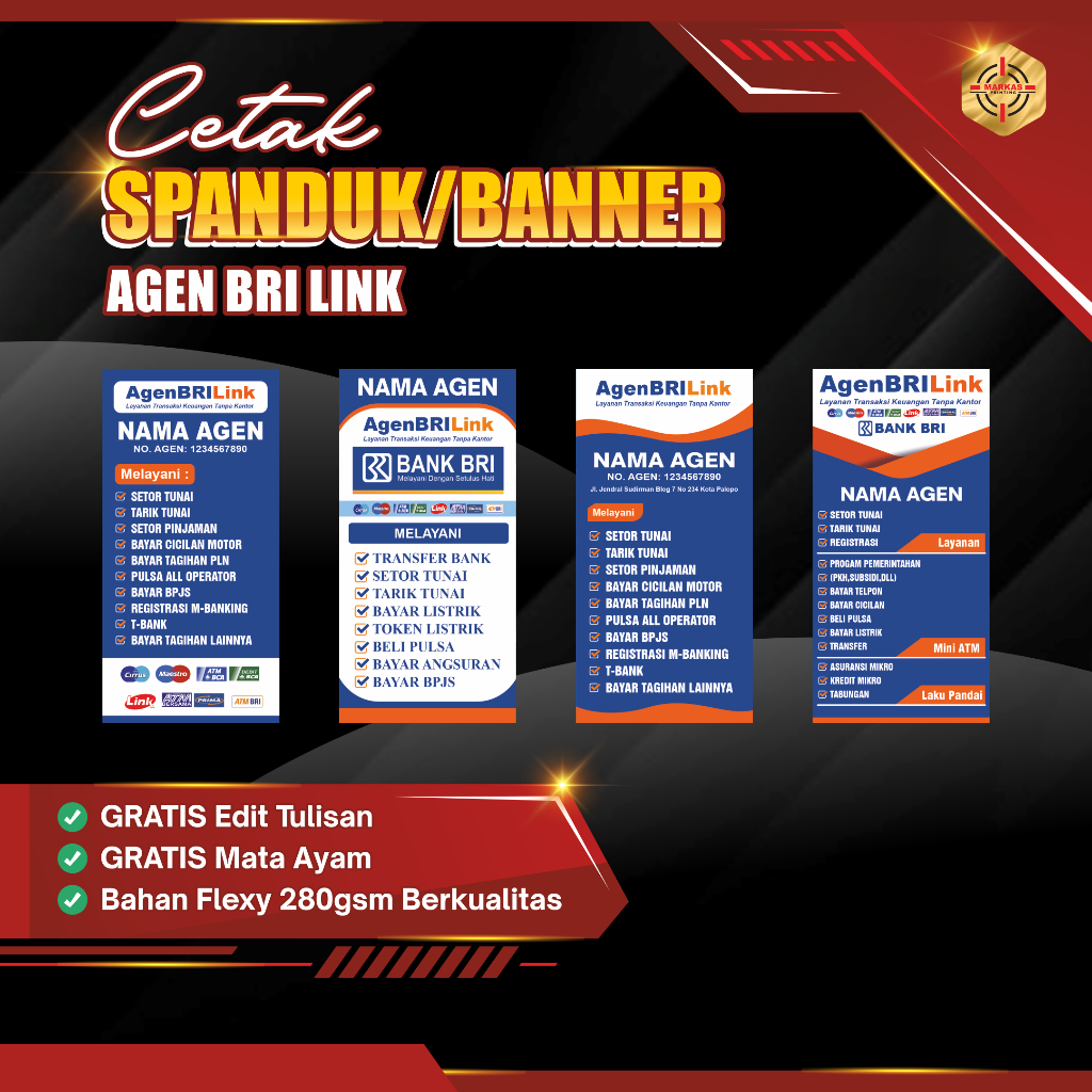 Banner Agen BRILink / Spanduk Agen BRILink / Banner Berdiri Agen BRILink Murah