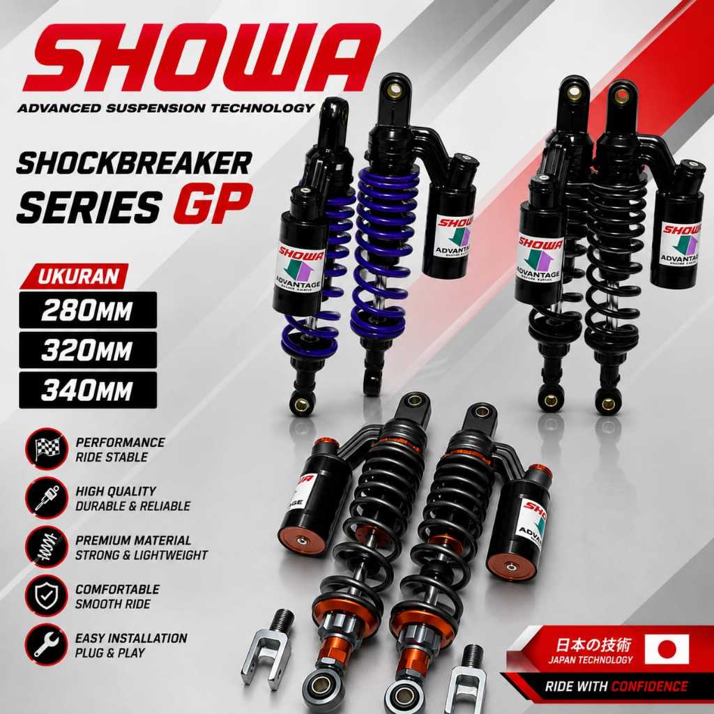 Shock Breaker shock tabung atas GP Series Showa model KTC 280mm 320mm 340mm rx king aerox nmax supra