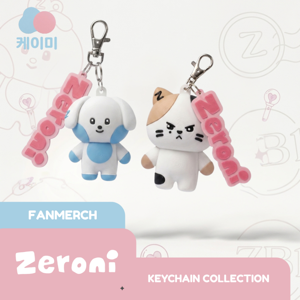 Keimi Gantungan Kunci ZERONI Fanmerch Karakter Lucu ZB1 Gyunini & Rinini 3D Print Keychain Cute Gyuv
