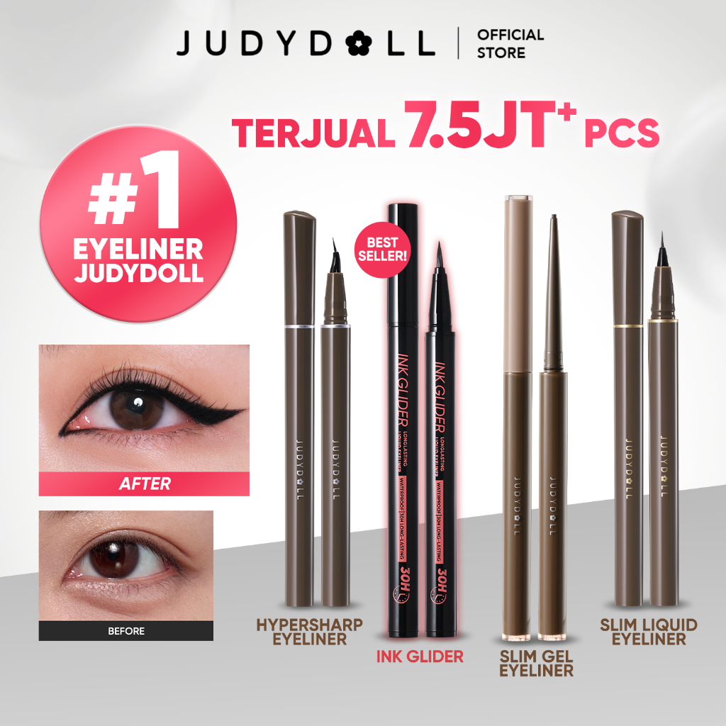 (BEST SELLER) Judydoll Hypersharp Slim Liquid Gel Eyeliner - Eyeliner Tipis Kokoh Anti Luntur Hasil Smooth Clean dan Precise Tahan Lama 8 Jam Waterproof Smudgeproof Longlasting Douyin Eye Makeup