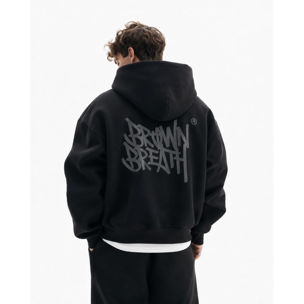 brown breath Hoodie big logo