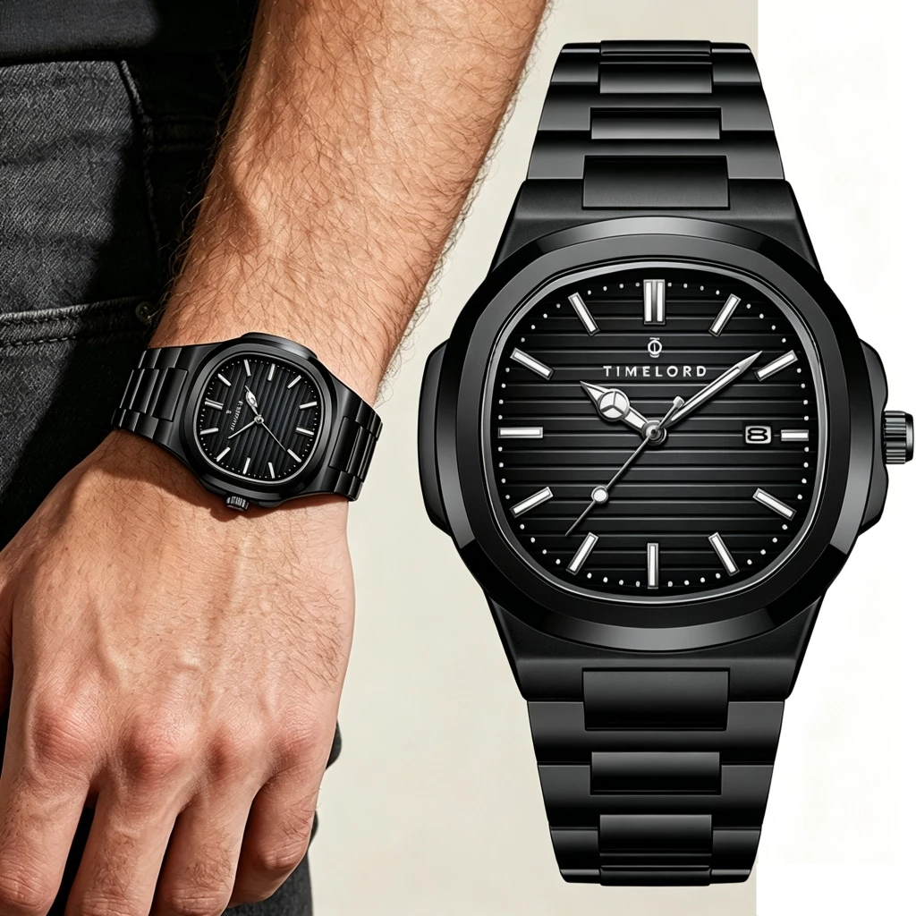Jam tangan pria 2066 TIMELORD Original Bergaransi water resistant Hitam FULL