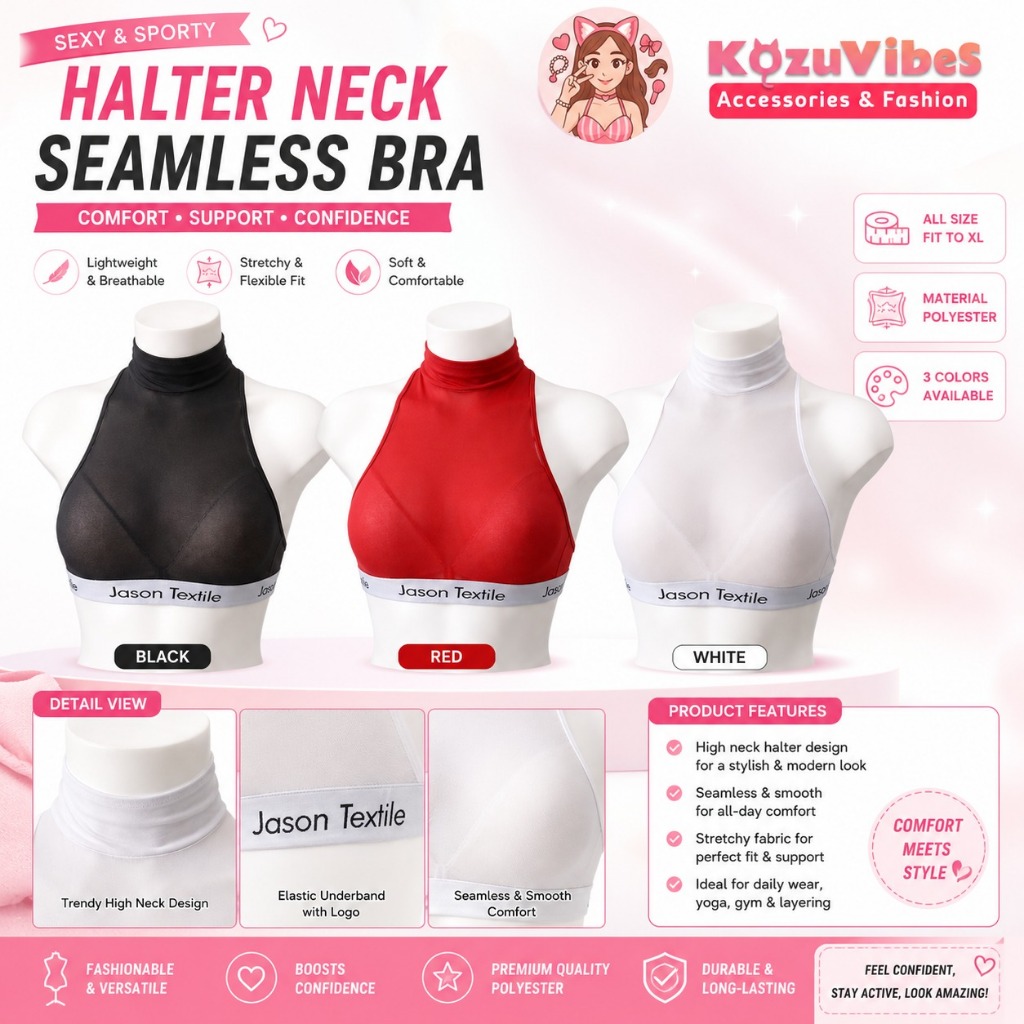 Kozuvibes Cosplay Sexy Lingerie Sport Bra Halter Neck Seamless Bra