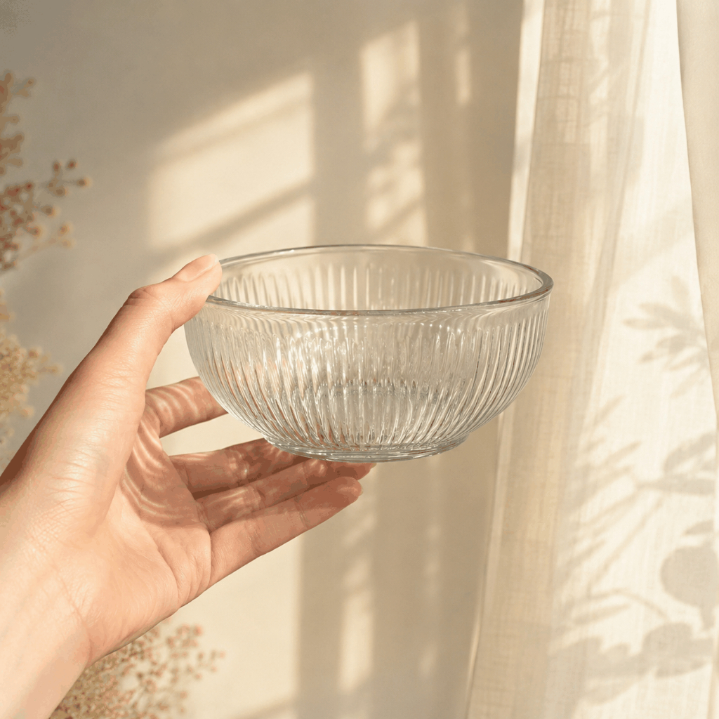 [ISI 2 PCS] Mangkok Kaca Delight b.home - Mangkok Sereal Estetik / Mangkok Salad Buah Ribbed Glass B