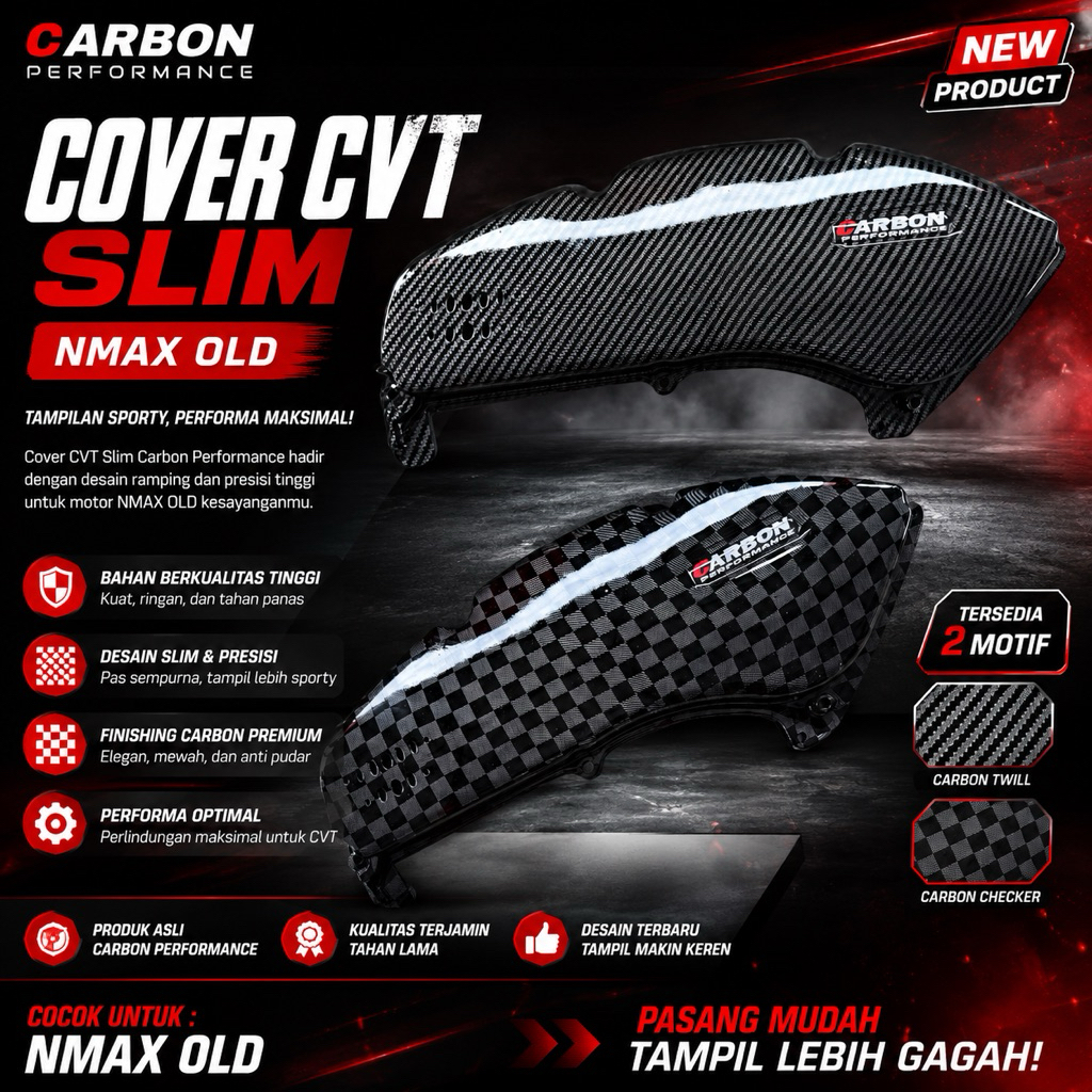 TUTUP FILTER MODEL SLIM NMAX OLD 2016-2019 CARBON PERFORMANCE OPEN FILTER VARIASI CARBON WTP GLOSSY