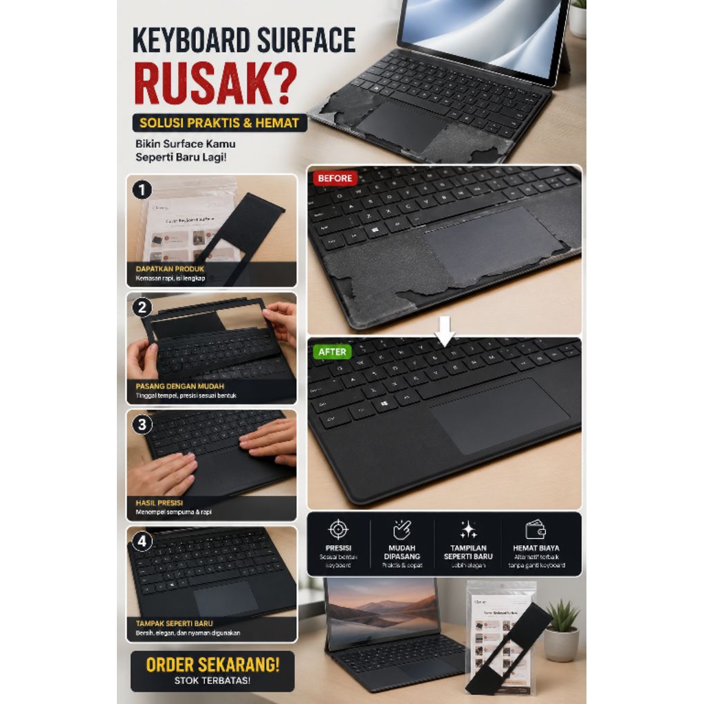 Cover Keyboard Laptop Surface Premium | Skin Keyboard Surface Anti Gores Waterproof | Stiker Keyboar