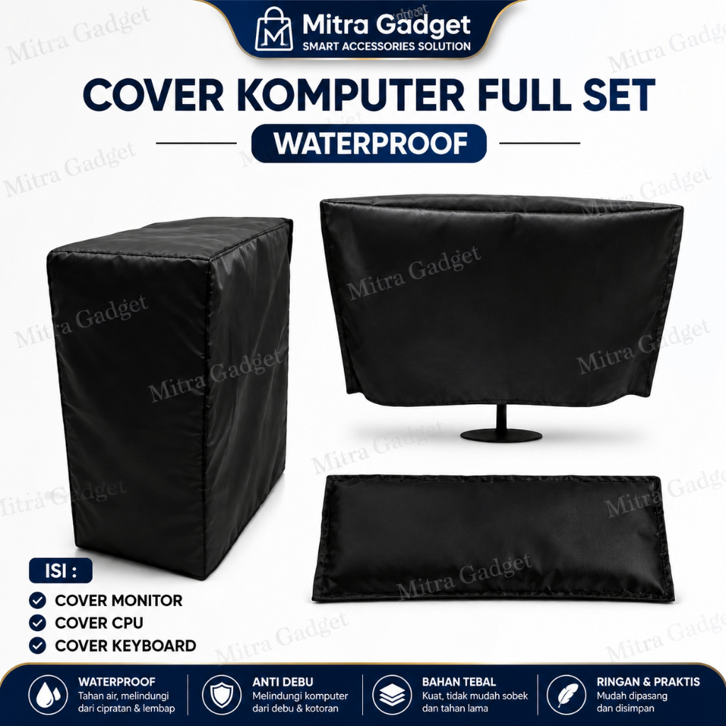 Cover Komputer Waterproof Komplit Set: Monitor, CPU dan Keyboard. Bahan Premium