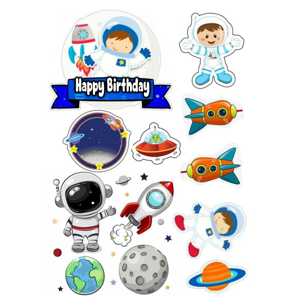 Topper Astronot / Hiasan Cake Astronot Custom Nama / Topper ASTRONOT Murah Ekonomis / Cake Topper Bi