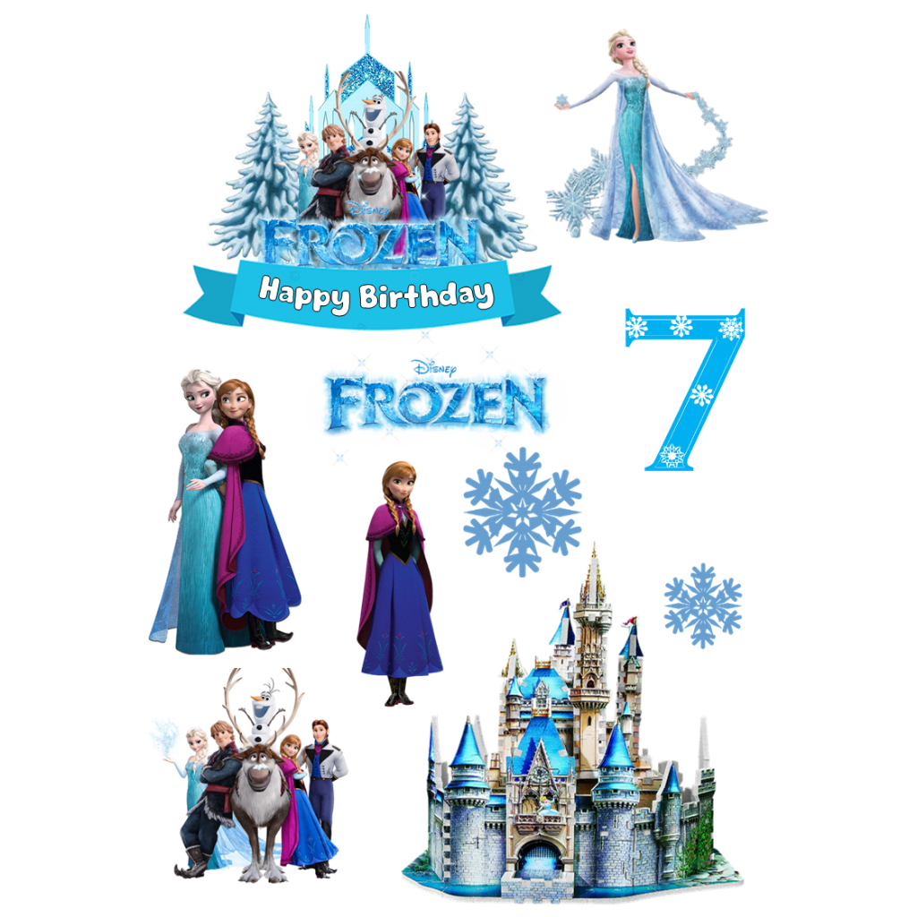 Topper FROZEN / Hiasan Cake Frozen Elsa Custom Nama / Topper Murah Ekonomis / Cake Topper Birthday