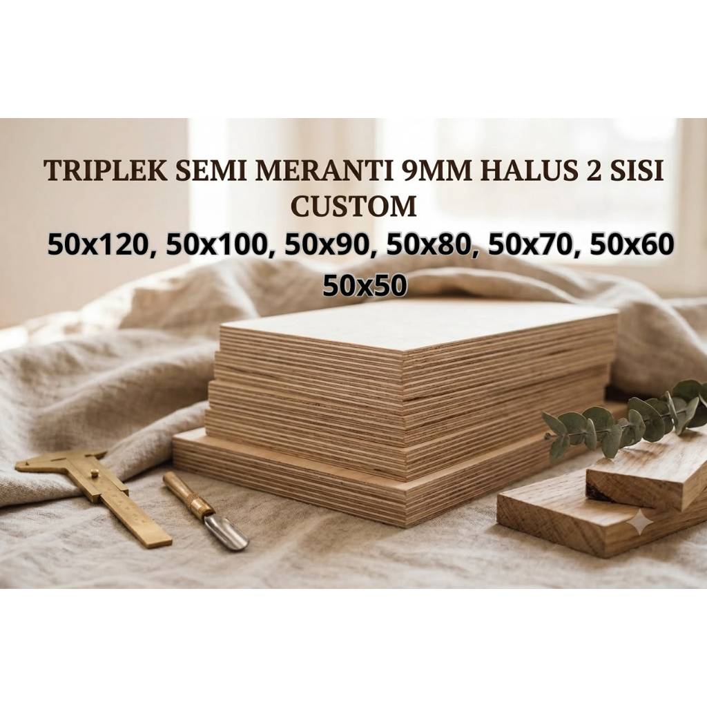TRIPLEK PLYOOD SEMI MERANTI 9MM HALUS 2 SISI Mulai Ukuaran 50cm