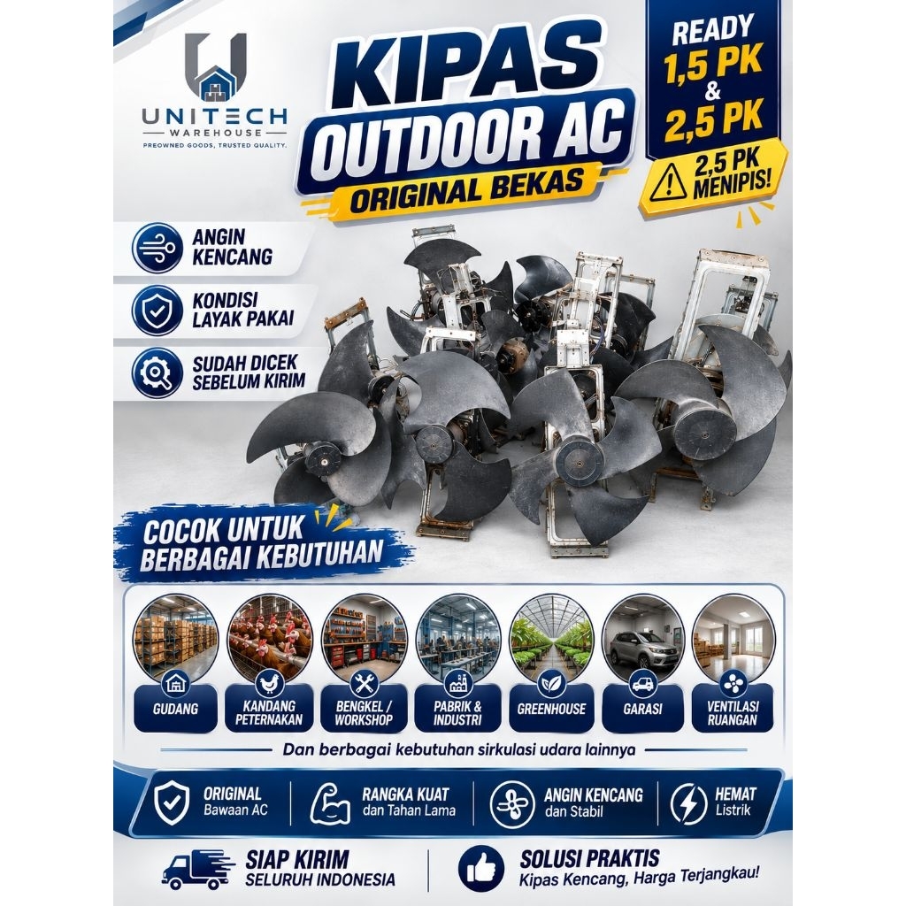 KIPAS OUTDOOR AC ORIGINAL BEKAS | READY 1,5 PK & 2,5 PK